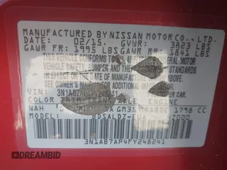 2015 Nissan Sentra SV with VIN 3N1AB7AP4FY248241, listed as a IAAI auction lot 41823236 with 126,752 mi miles and . Bid and sale history available at DreamBid. Image 9.