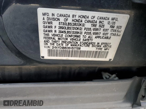 2006 Acura MDX Touring with VIN 2HNYD18606H517156, listed as a Copart auction lot 45060955 with 188,208 mi miles and Salvage Title. Bid and sale history available at carsss.com. Image 14.