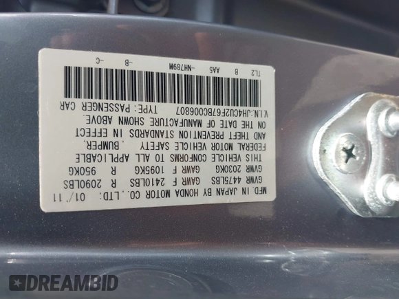 2011 Acura TSX z VIN JH4CU2F67BC006807, wystawiony jako IAAI lot #42473747 z przebiegiem 119 372 mil mil oraz . Historia ofert i sprzedaży dostępna na DreamBid. Obrazek 9.