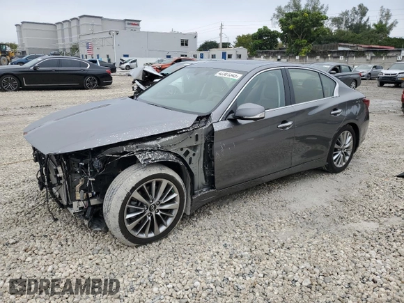 2023 Infiniti Q50 Luxe with VIN JN1EV7BP1PM510616, listed as a Copart auction lot 42381345 with 7,611 mi miles and Non Repairable. Bid and sale history available at DreamBid. Image 1.