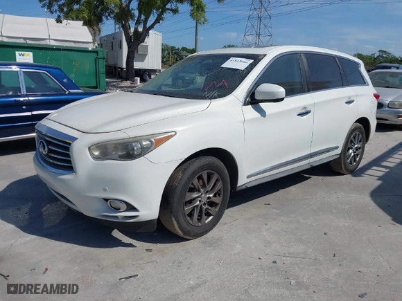2013 Infiniti JX35 with VIN 5N1AL0MN3DC313190, listed as a IAAI auction lot 41815666 with 169,023 mi miles. Bid and sale history available at carsss.com. Image 2.