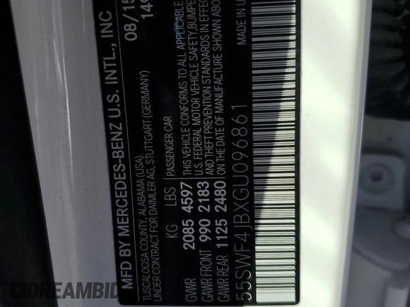 2016 Mercedes-Benz C 300 z VIN 55SWF4JBXGU096861, wystawiony jako Copart lot #53741065 z przebiegiem 92 054 mil mil oraz Szkoda całkowita • Salvage title. Historia ofert i sprzedaży dostępna na DreamBid. Obrazek 12.