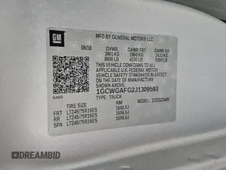 2018 Chevrolet Express Cargo with VIN 1GCWGAFG2J1309593, listed as a Copart auction lot 53824995 with 244,641 mi miles and Clean Title. Bid and sale history available at DreamBid. Image 13.