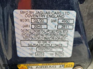 2000 Jaguar XJ VDP with VIN SAJDA24CXYLF13463, listed as a Copart auction lot 67797454 with 144,765 mi miles and Clean Title. Bid and sale history available at carsss.com. Image 12.