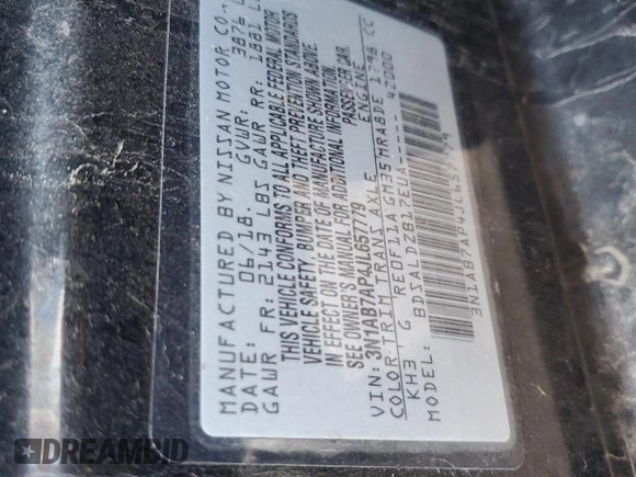 2018 Nissan Sentra SV with VIN 3N1AB7AP4JL657779, listed as a Copart auction lot 56602985 with 104,462 mi miles and Salvage title. Bid and sale history available at DreamBid. Image 13.