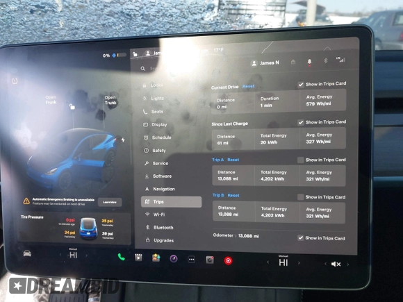 2024 Tesla Model Y Long Range with VIN 7SAYGDEE5RA252075, listed as a IAAI auction lot 41380481 with 13,088 mi miles. Bid and sale history available at carsss.com. Image 7.