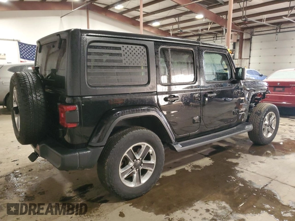 2020 Jeep Wrangler Unlimited Sahara with VIN 1C4HJXEN4LW197432, listed as a Copart auction lot 85992204 with 46,523 mi miles and Salvage Title. Bid and sale history available at carsss.com. Image 3.