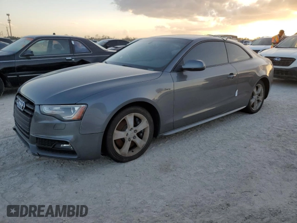 2014 Audi S5 Premium Plus with VIN WAUCGAFR7EA011581, listed as a Copart auction lot 75203614 with 0 mi miles and Salvage Title. Bid and sale history available at carsss.com. Image 1.