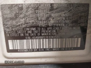 2014 Subaru Outback Limited с VIN 4S4BRBPC1E3242596, выставлен на аукционе IAAI как лот 42507064 с пробегом 163 360 миль миль и . История ставок и продаж доступна на DreamBid. Изображение 9.