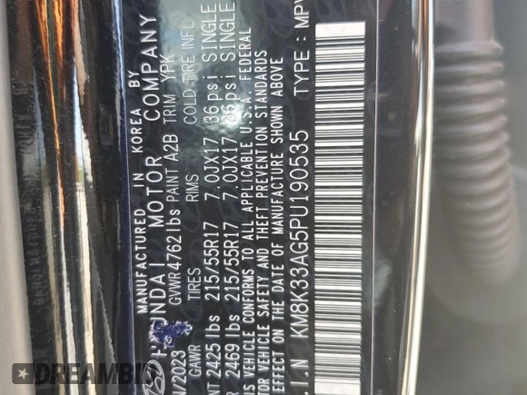 2023 Hyundai Kona SEL with VIN KM8K33AG5PU190535, listed as a Copart auction lot 54322595 with 17,816 mi miles and Non Repairable. Bid and sale history available at carsss.com. Image 13.