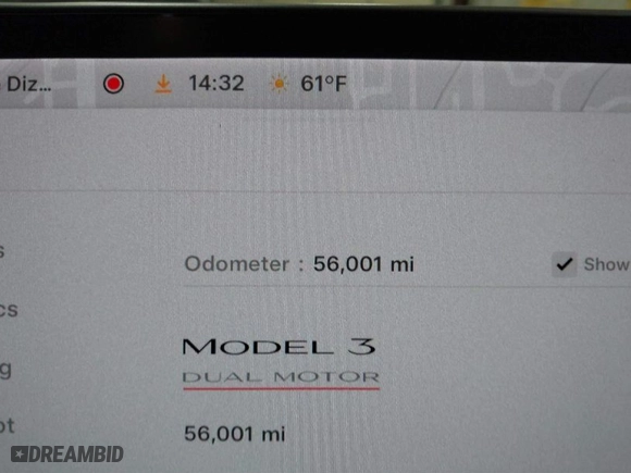 2021 Tesla Model 3 Performance with VIN 5YJ3E1EC3MF044802, listed as a IAAI auction lot 41891096 with 56,001 mi miles. Bid and sale history available at carsss.com. Image 7.