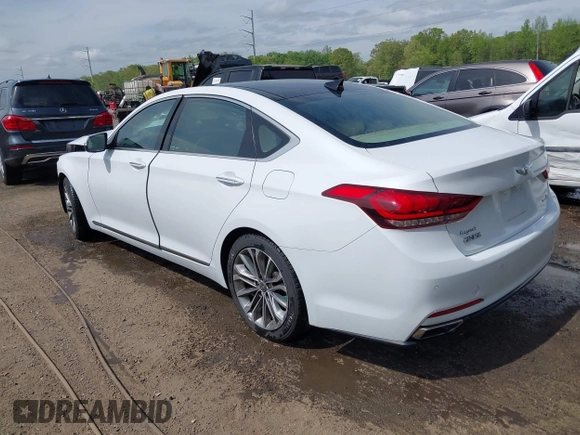 2015 Hyundai Genesis 3.8L with VIN KMHGN4JE0FU055255, listed as a IAAI auction lot 42123154 with 48,130 mi miles and . Bid and sale history available at DreamBid. Image 3.