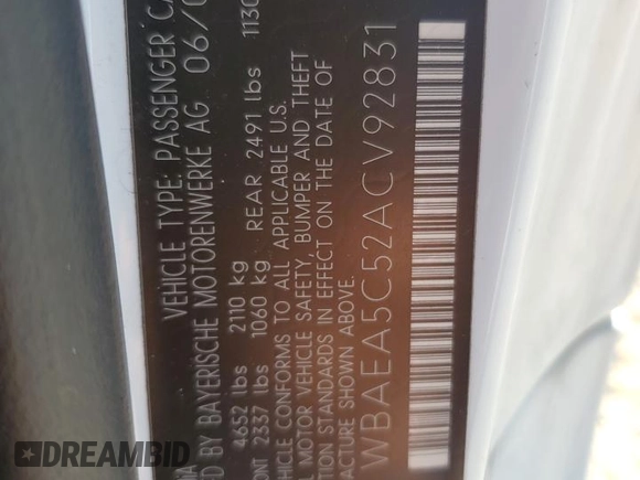 2010 BMW 6 Series 650i with VIN WBAEA5C52ACV92831, listed as a Copart auction lot 73397574 with 111,104 mi miles and Salvage Title. Bid and sale history available at carsss.com. Image 13.