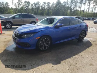 2019 Honda Civic Sport with VIN 2HGFC2F80KH521441, listed as a Copart auction lot 52235145 with 104,604 mi miles and Salvage title. Bid and sale history available at DreamBid. Image 1.