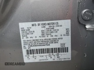 2025 Ford Explorer Active with VIN 1FMUK8DH0SGA67844, listed as a Copart auction lot 43166895 with 1,619 mi miles and Salvage Title. Bid and sale history available at carsss.com. Image 13.