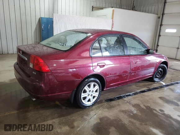 2003 Honda Civic EX with VIN 2HGES26783H587405, listed as a Copart auction lot 54131895 with 180,719 mi miles and Salvage Title. Bid and sale history available at carsss.com. Image 3.