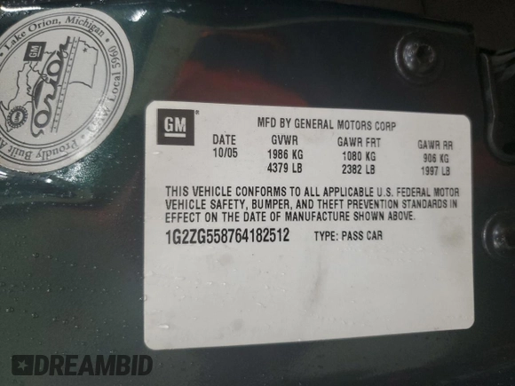2006 Pontiac G6 6-Cyl with VIN 1G2ZG558764182512, listed as a Copart auction lot 71383534 with 241,397 mi miles and Salvage Title. Bid and sale history available at carsss.com. Image 13.