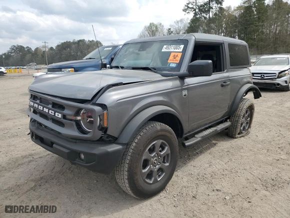 2024 Ford Bronco Big Bend with VIN 1FMDE7AH0RLA55295, listed as a Copart auction lot 49311005 with 3,383 mi miles and Salvage Title. Bid and sale history available at carsss.com. Image 1.