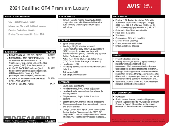 2021 Cadillac CT4 Premium Luxury z VIN 1G6DF5RK4M0134262, wystawiony jako Copart lot #56529615 z przebiegiem 61 324 mil mil oraz Tytuł czysty. Historia ofert i sprzedaży dostępna na DreamBid. Obrazek 12.