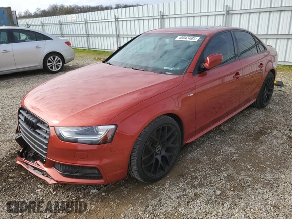2014 Audi A4 Premium Plus with VIN WAUEFAFL0EN024608, listed as a Copart auction lot 45843405 with 136,335 mi miles and Salvage Title. Bid and sale history available at carsss.com. Image 1.