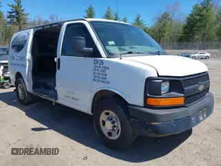 2014 Chevrolet Express Cargo Van with VIN 1GCWGFCA3E1130871, listed as a IAAI auction lot 42166083 with 279,624 mi miles. Bid and sale history available at carsss.com. Image 1.
