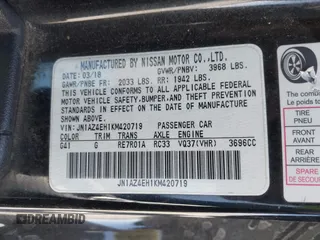 2019 Nissan 370Z Sport Touring with VIN JN1AZ4EH1KM420719, listed as a IAAI auction lot 42096816 with 97,803 mi miles and . Bid and sale history available at DreamBid. Image 9.