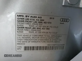 2018 Audi SQ5 Prestige with VIN WA1C4AFY7J2234009, listed as a Copart auction lot 83607894 with 90,452 mi miles and Salvage Title. Bid and sale history available at DreamBid. Image 13.