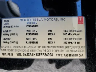 2014 Tesla Model S 60 with VIN 5YJSA1H18EFP34998, listed as a Copart auction lot 55416135 with 229,107 mi miles and Salvage title. Bid and sale history available at DreamBid. Image 12.