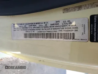2006 Volkswagen Beetle с VIN 3VWRF31Y76M311262, выставлен на аукционе Copart как лот 53287445 с пробегом 96 353 миль миль и Списание • Salvage title. История ставок и продаж доступна на DreamBid. Изображение 14.