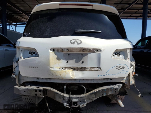 2012 Infiniti QX56 7-passenger with VIN JN8AZ2NF3C9519101, listed as a Copart auction lot 53105715 with 114,204 mi miles and Salvage Title. Bid and sale history available at DreamBid. Image 6.