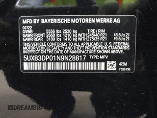 2022 BMW X3 M40i with VIN 5UX83DP01N9N28817, listed as a IAAI auction lot 41939093 with 19,011 mi miles. Bid and sale history available at carsss.com. Image 9.