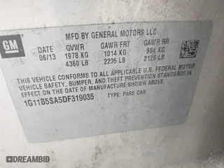 2013 Chevrolet Malibu LS with VIN 1G11B5SA5DF319035, listed as a IAAI auction lot 41940227 with 240,746 mi miles. Bid and sale history available at carsss.com. Image 9.