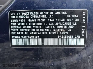 2015 Volkswagen Passat 2.0L TDI SEL Premium with VIN 1VWCV7A30FC001489, listed as a IAAI auction lot 41663161 with 134,232 mi miles. Bid and sale history available at carsss.com. Image 9.