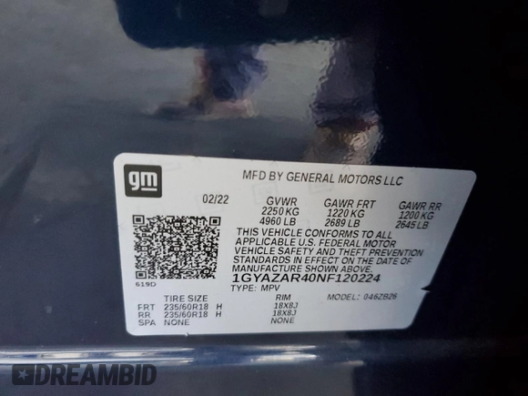 2022 Cadillac XT4 FWD Luxury с VIN 1GYAZAR40NF120224, выставлен на аукционе Copart как лот 61100285 с пробегом 35 260 миль миль и Списание • Salvage title. История ставок и продаж доступна на DreamBid. Изображение 13.