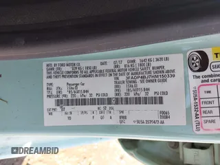 2017 Ford Fiesta SE with VIN 3FADP4BJ7HM150339, listed as a IAAI auction lot 42007084 with 109,334 mi miles. Bid and sale history available at carsss.com. Image 9.