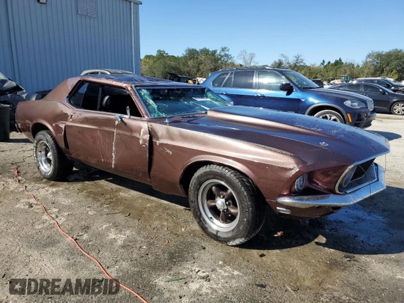 1969 Ford Mustang с VIN 0T01F114848, выставлен на аукционе Copart как лот 47649415 с пробегом Не указан миль и Списание • Salvage title. История ставок и продаж доступна на DreamBid. Изображение 4.