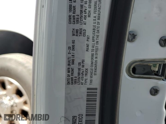 2023 Ram 2500 Laramie with VIN 3C6UR5FJ4PG569029, listed as a Copart auction lot 80959124 with Not provided miles and Salvage title. Bid and sale history available at DreamBid. Image 13.