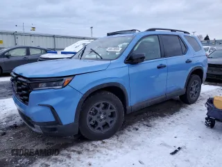 2025 Honda Pilot TrailSport with VIN 5FNYG1H66SB053318, listed as a Copart auction lot 88573055 with 0 mi miles and Salvage Title. Bid and sale history available at carsss.com. Image 1.