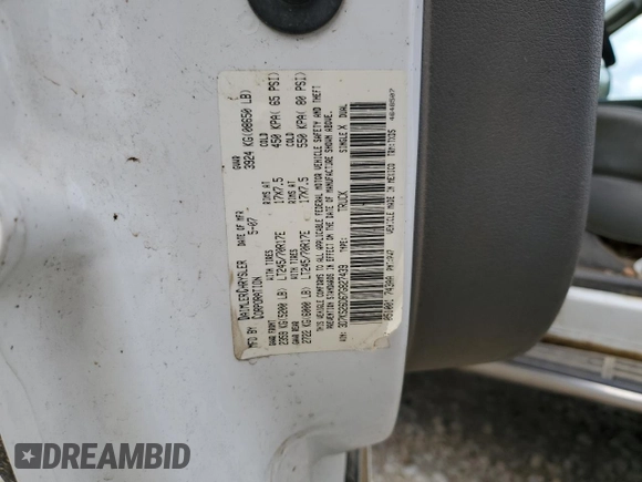 2007 Dodge Ram 2500 ST with VIN 3D7KS26D67G827439, listed as a Copart auction lot 75892414 with 0 mi miles and Non Repairable. Bid and sale history available at carsss.com. Image 13.
