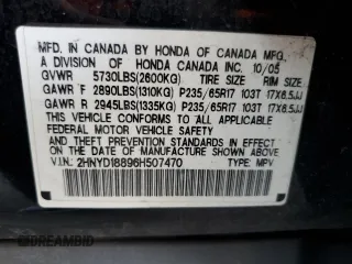2006 Acura MDX Touring z VIN 2HNYD18896H507470, wystawiony jako Copart lot #53324315 z przebiegiem 184 313 mil mil oraz Szkoda całkowita • Salvage title. Historia ofert i sprzedaży dostępna na DreamBid. Obrazek 12.