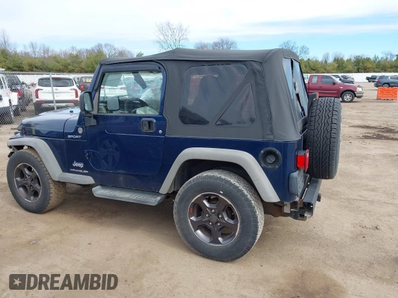 2005 Jeep Wrangler Sport with VIN 1J4FA49S05P384308, listed as a IAAI auction lot 41821354 with 106,394 mi miles. Bid and sale history available at carsss.com. Image 14.