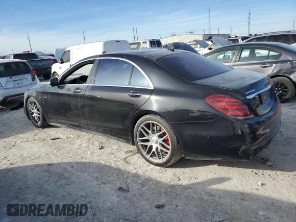 2019 Mercedes-Benz S-Class AMG S 63 with VIN WDDUG8JB9KA458473, listed as a Copart auction lot 83968594 with 0 mi miles and Salvage Title. Bid and sale history available at carsss.com. Image 2.