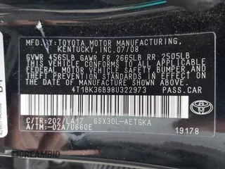 2008 Toyota Avalon XL z VIN 4T1BK36B98U322973, wystawiony jako IAAI lot #42293619 z przebiegiem 115 168 mil mil oraz . Historia ofert i sprzedaży dostępna na DreamBid. Obrazek 9.