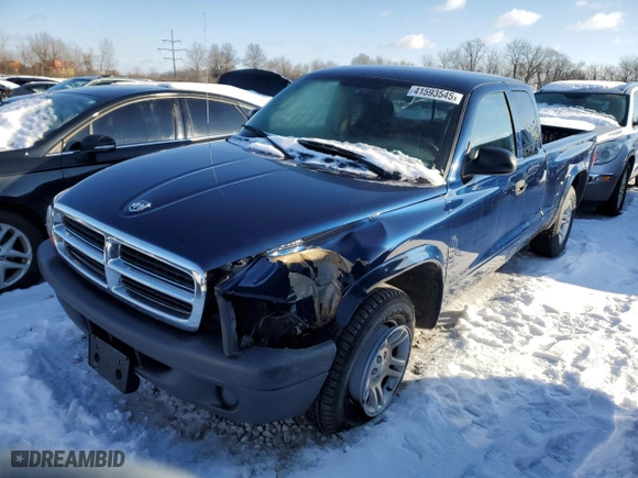 2004 Dodge Dakota with VIN 1D7GL12K74S615218, listed as a Copart auction lot 41593545 with 134,732 mi miles and Salvage Title. Bid and sale history available at carsss.com. Image 1.