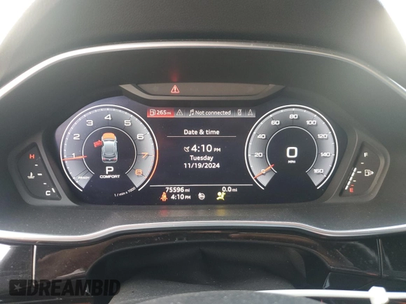 2020 Audi Q3 S line Prestige with VIN WA1FECF30L1106522, listed as a Copart auction lot 81418994 with 75,596 mi miles and Salvage Title. Bid and sale history available at carsss.com. Image 9.