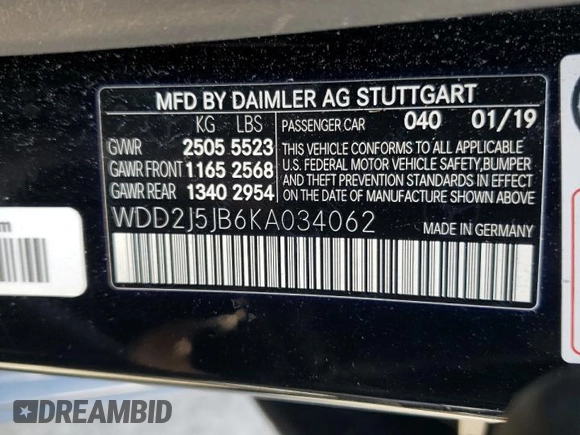 2019 Mercedes-Benz CLS with VIN WDD2J5JB6KA034062, listed as a Copart auction lot 37729504 with 100,924 mi miles. Bid and sale history available at carsss.com. Image 12.
