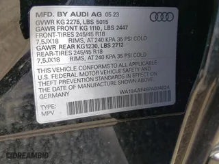 2023 Audi A4 allroad Prestige with VIN WA19AAF46PA074624, listed as a Copart auction lot 50872204 with 3,846 mi miles. Bid and sale history available at carsss.com. Image 12.