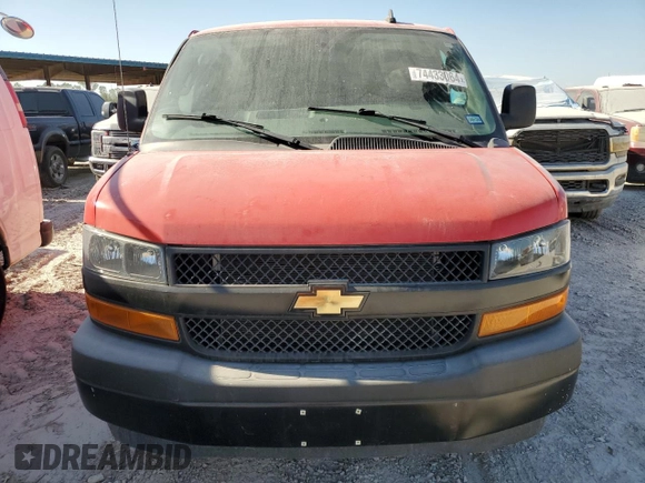 2018 Chevrolet Express Cargo Van with VIN 1GCWGAFPXJ1342146, listed as a Copart auction lot 74433064 with 107,698 mi miles and Salvage Title. Bid and sale history available at carsss.com. Image 5.