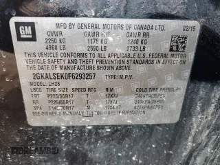 2015 GMC Terrain SLT with VIN 2GKALSEK0F6293257, listed as a Copart auction lot 52886835 with 143,565 mi miles and Clean Title. Bid and sale history available at carsss.com. Image 13.