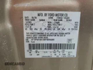 2006 Ford F-150 XL with VIN 1FTPW14V36FB59285, listed as a Copart auction lot 45317615 with 180,241 mi miles and Salvage Title. Bid and sale history available at carsss.com. Image 12.